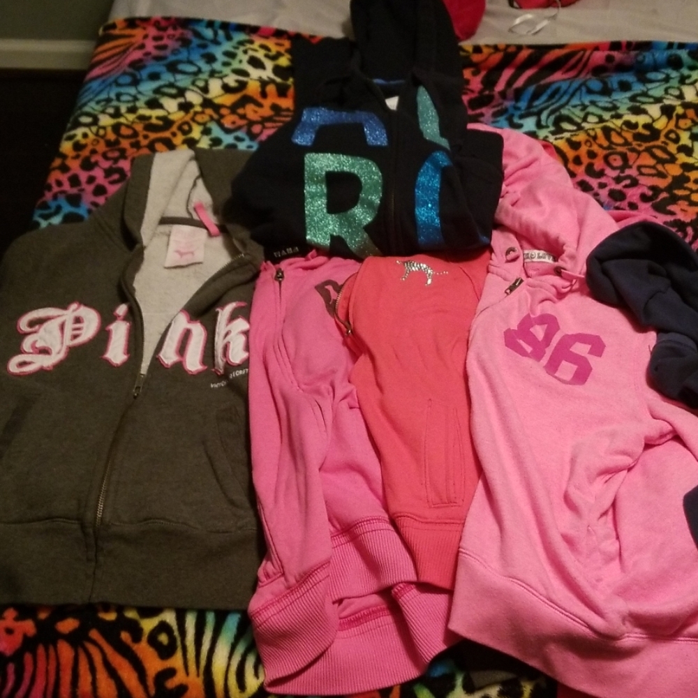 Victoria's secret pink zip hoodie lot